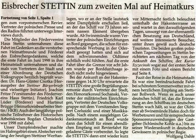 Bericht der Zeitung